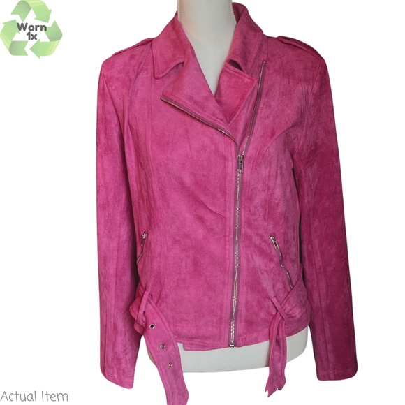 Main Strip Suede Berry Moto Jacket Size Large 😍 - Picture 3 of 8